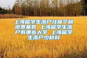 上海留学生落户社保个税缴费基数 上海留学生落户有哪些大学 上海留学生落户少材料