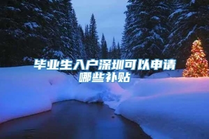 毕业生入户深圳可以申请哪些补贴