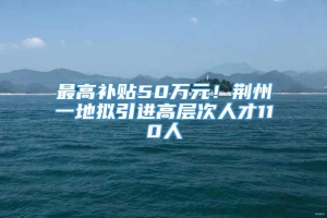 最高补贴50万元！荆州一地拟引进高层次人才110人