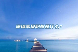 深圳高级职称是什么？