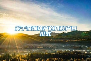 关于深圳落户的几种户口形式