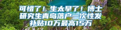 可惜了！生太早了！博士研究生青岛落户一次性发补贴10万最高15万