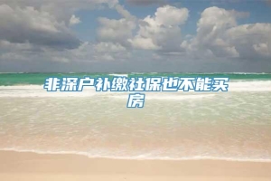 非深户补缴社保也不能买房