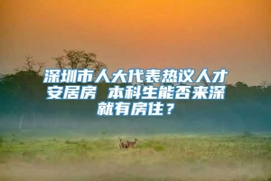 深圳市人大代表热议人才安居房 本科生能否来深就有房住？