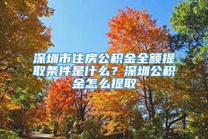 深圳市住房公积金全额提取条件是什么？深圳公积金怎么提取