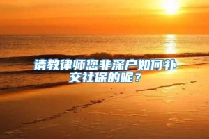 请教律师您非深户如何补交社保的呢？