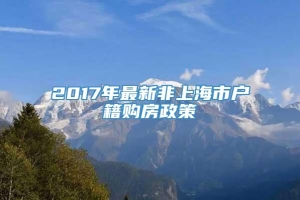 2017年最新非上海市户籍购房政策