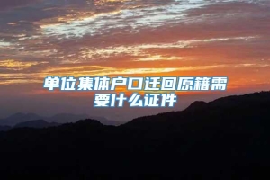 单位集体户口迁回原籍需要什么证件