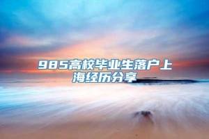 985高校毕业生落户上海经历分享