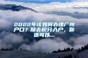 2022年该如何办理广州户口？除去积分入户，你还可以...