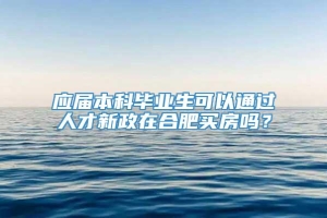 应届本科毕业生可以通过人才新政在合肥买房吗？