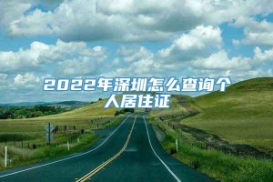 2022年深圳怎么查询个人居住证