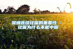 深圳连续社保的重要性 - 社保为什么不能中断