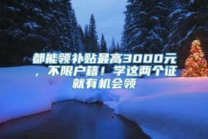 都能领补贴最高3000元，不限户籍！学这两个证就有机会领