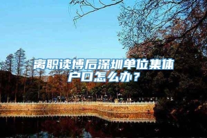 离职读博后深圳单位集体户口怎么办？