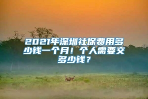 2021年深圳社保费用多少钱一个月！个人需要交多少钱？