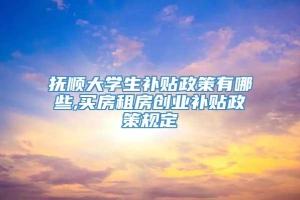 抚顺大学生补贴政策有哪些,买房租房创业补贴政策规定