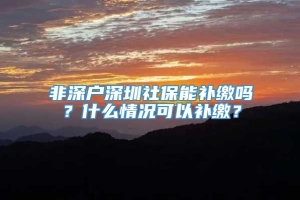 非深户深圳社保能补缴吗？什么情况可以补缴？