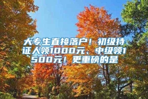 大专生直接落户！初级持证人领1000元、中级领1500元！更重磅的是