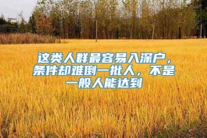 这类人群最容易入深户，条件却难倒一批人，不是一般人能达到