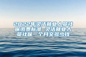 2022年灵活就业人员社保缴费标准 灵活就业人员社保一个月交多少钱