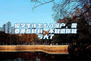 留学生该怎么入深户，需要哪些材料，不知道你就亏大了