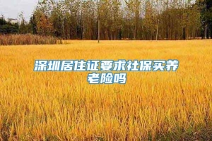 深圳居住证要求社保买养老险吗