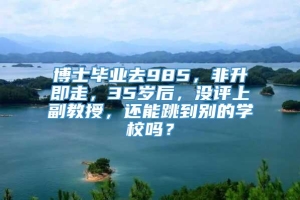 博士毕业去985，非升即走，35岁后，没评上副教授，还能跳到别的学校吗？