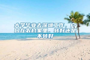 大学毕业去深圳工作，户口在农村家里，转好还是不转好