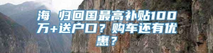 海 归回国最高补贴100万+送户口？购车还有优惠？