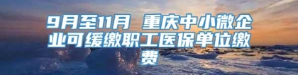 9月至11月 重庆中小微企业可缓缴职工医保单位缴费