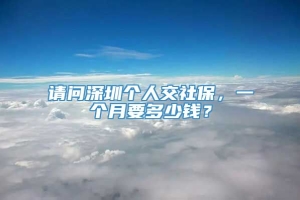 请问深圳个人交社保，一个月要多少钱？