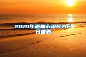 2021年深圳市积分入户分值表