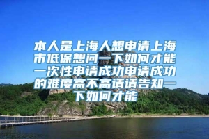 本人是上海人想申请上海市低保想问一下如何才能一次性申请成功申请成功的难度高不高请请告知一下如何才能