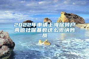 2022年申请上海居转户两倍社保基数这么缴纳妙哉