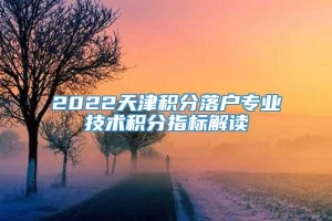 2022天津积分落户专业技术积分指标解读