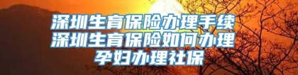 深圳生育保险办理手续 深圳生育保险如何办理 孕妇办理社保