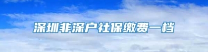 深圳非深户社保缴费一档