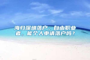 海归深圳落户，自由职业者，能个人申请落户吗？