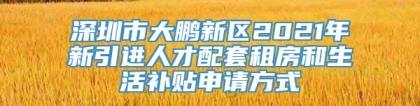 深圳市大鹏新区2021年新引进人才配套租房和生活补贴申请方式