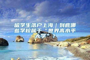 留学生落户上海｜到底哪些学校属于“世界高水平大学”？