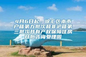 4月6日起，徐汇区本市户籍第九批次和非沪籍第三批次共有产权保障住房开始咨询受理啦