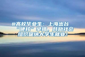 @高校毕业生：上海出台“硬核”举措，鼓励社会组织吸纳大学生就业！