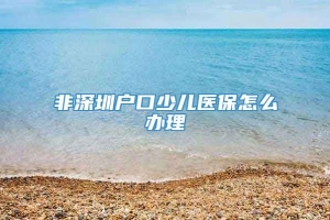 非深圳户口少儿医保怎么办理