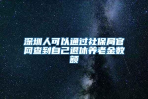 深圳人可以通过社保局官网查到自己退休养老金数额