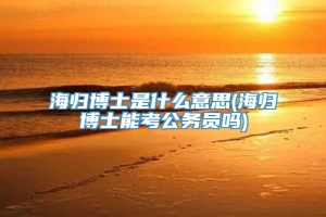 海归博士是什么意思(海归博士能考公务员吗)