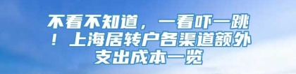 不看不知道，一看吓一跳！上海居转户各渠道额外支出成本一览