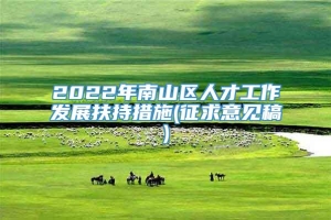 2022年南山区人才工作发展扶持措施(征求意见稿)