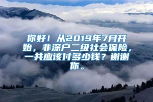 你好！从2019年7月开始，非深户二级社会保险，一共应该付多少钱？谢谢你。