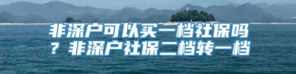 非深户可以买一档社保吗？非深户社保二档转一档